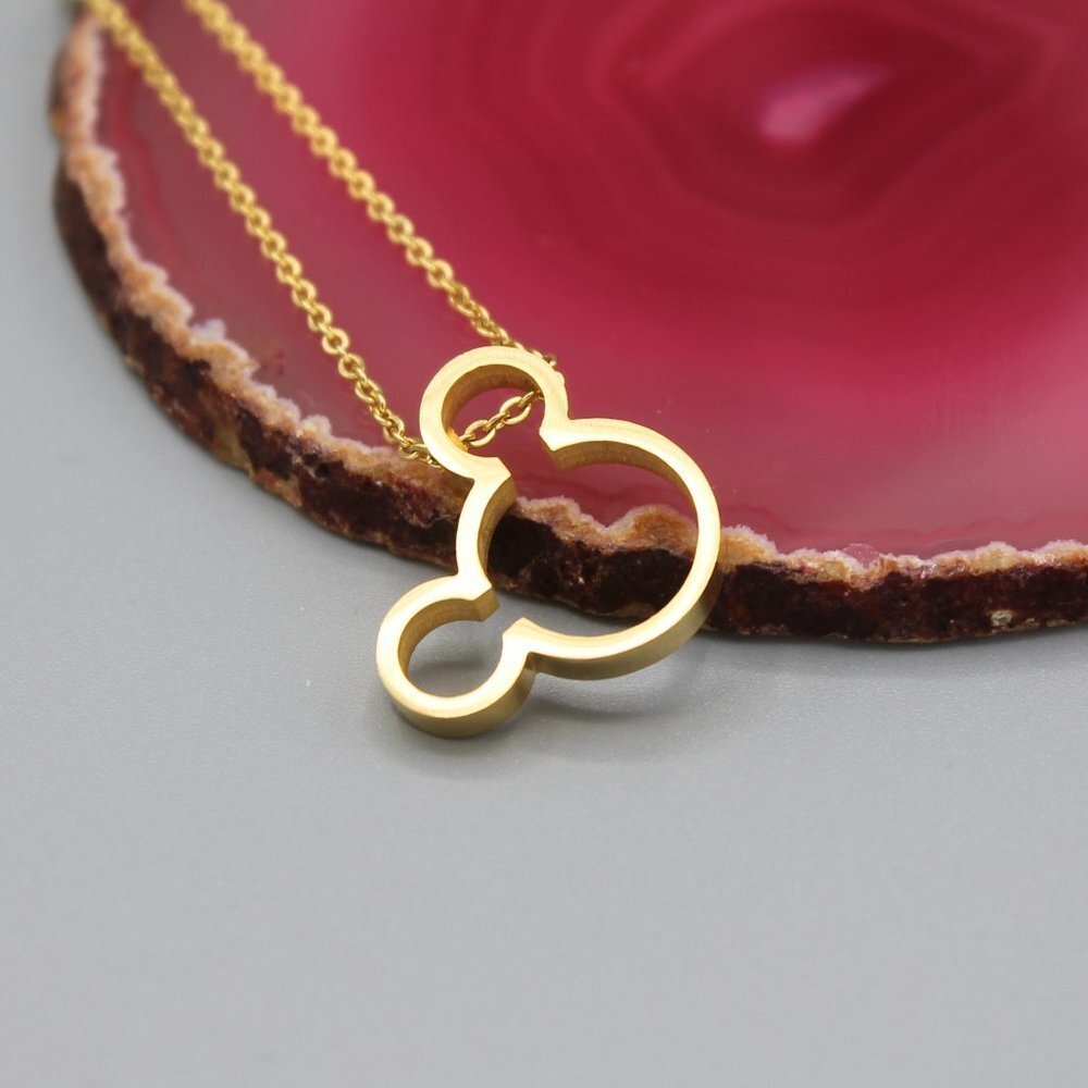 Mickey Mouse necklace yellow gold tone dainty